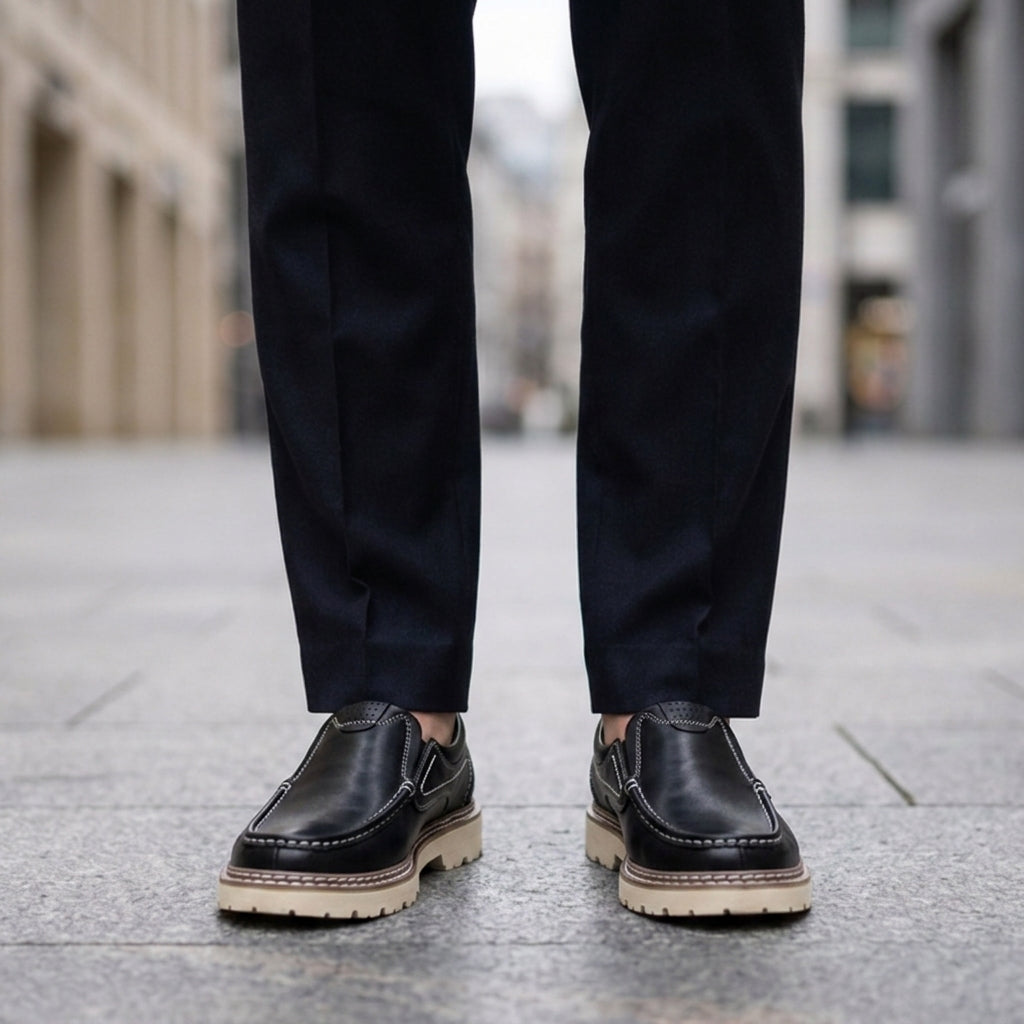 Men's chestnut brown leather slip-on loafers