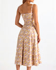 Midi Dress Corset Design Fitted Top Flowing Skirt Elegant Women 1