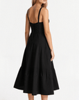 Midi Dress Corset Design Fitted Top Flowing Skirt Elegant Women 3