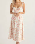 Midi Dress Corset Design Fitted Top Flowing Skirt Elegant Women 4