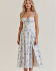 Midi Dress Corset Design Fitted Top Flowing Skirt Elegant Women 6