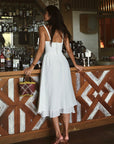 Midi Dress Ruffle Hem Sleeveless Low Cut Regular Fit Elegant Style Women 3