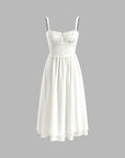 Midi Dress Ruffle Hem Sleeveless Low Cut Regular Fit Elegant Style Women 5