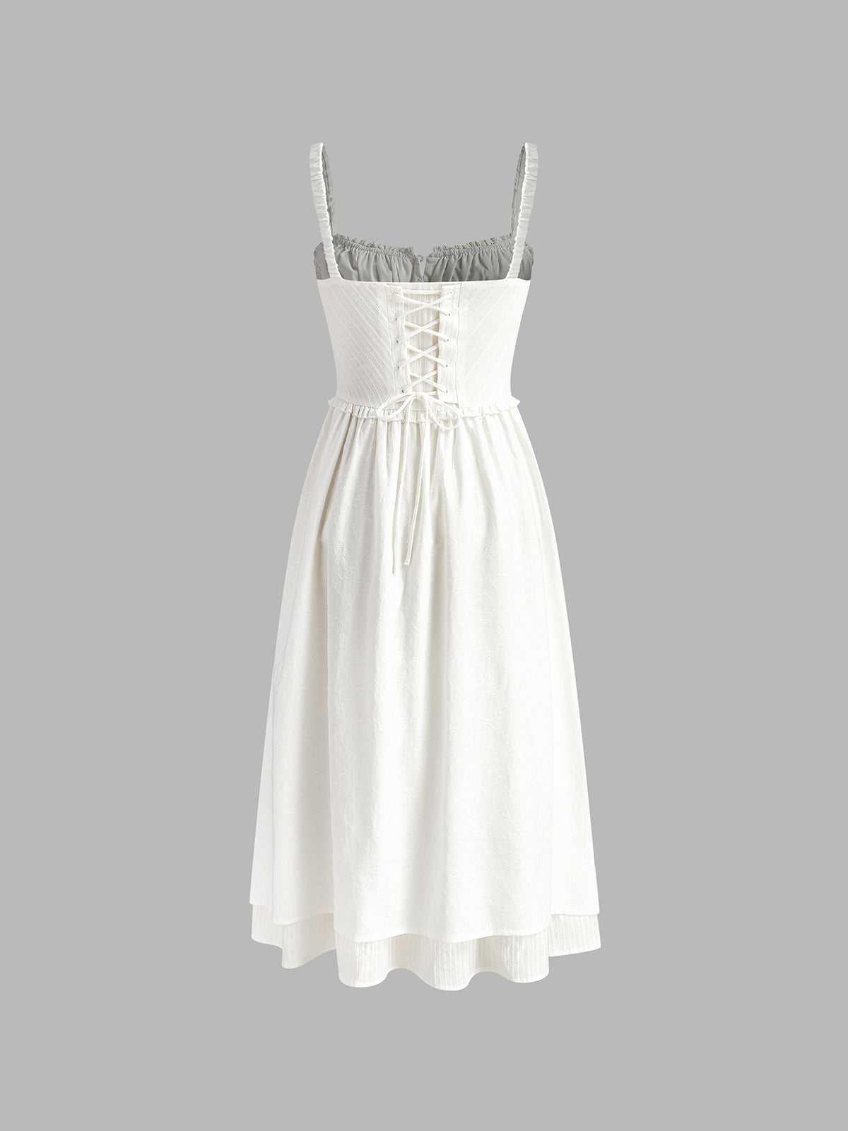 Midi Dress Ruffle Hem Sleeveless Low Cut Regular Fit Elegant Style Women 6