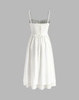 Midi Dress Ruffle Hem Sleeveless Low Cut Regular Fit Elegant Style Women 6
