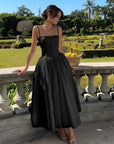 Midi Dress White Corset Bodice Flowing Skirt 3