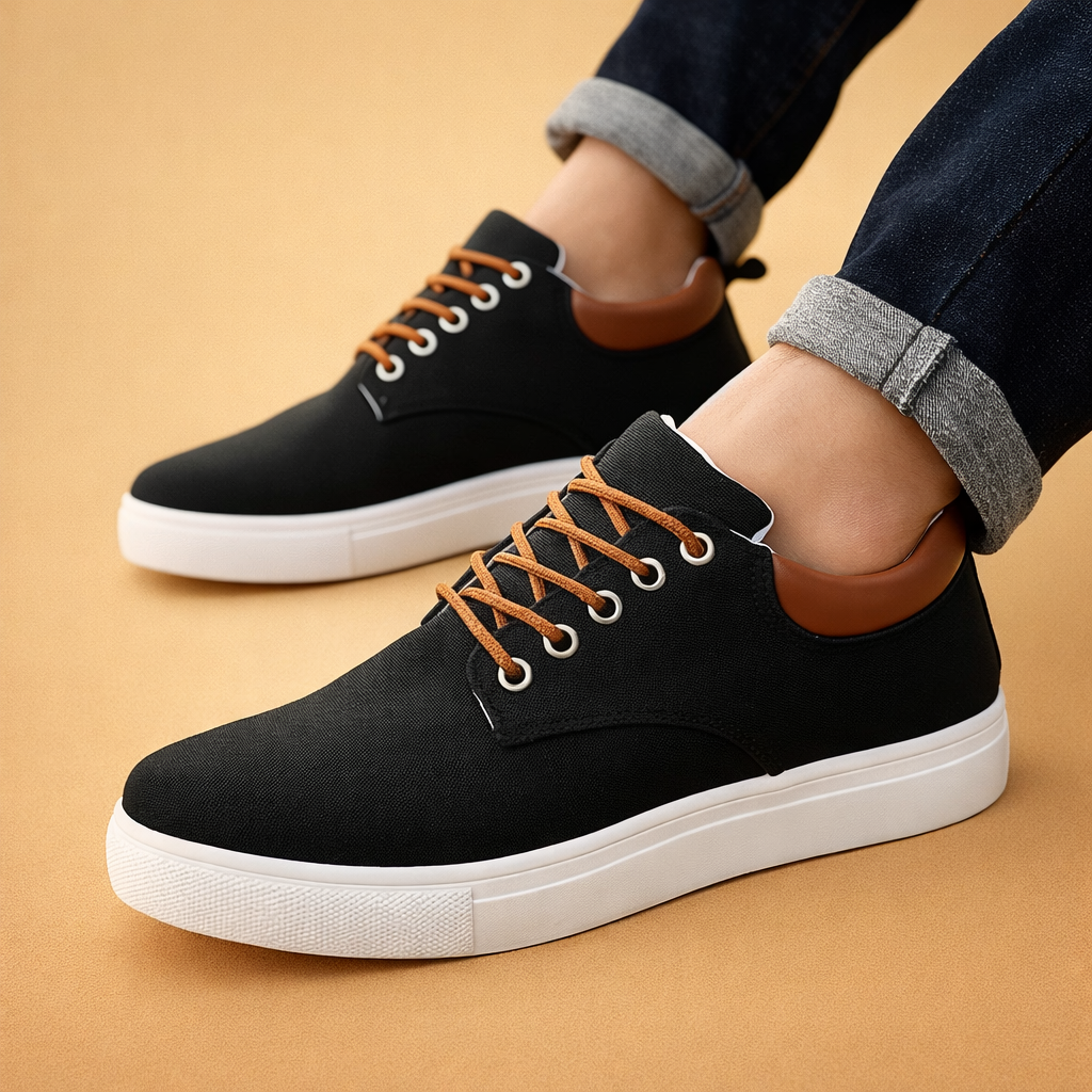 men's canvas low-top lace-up sneakers