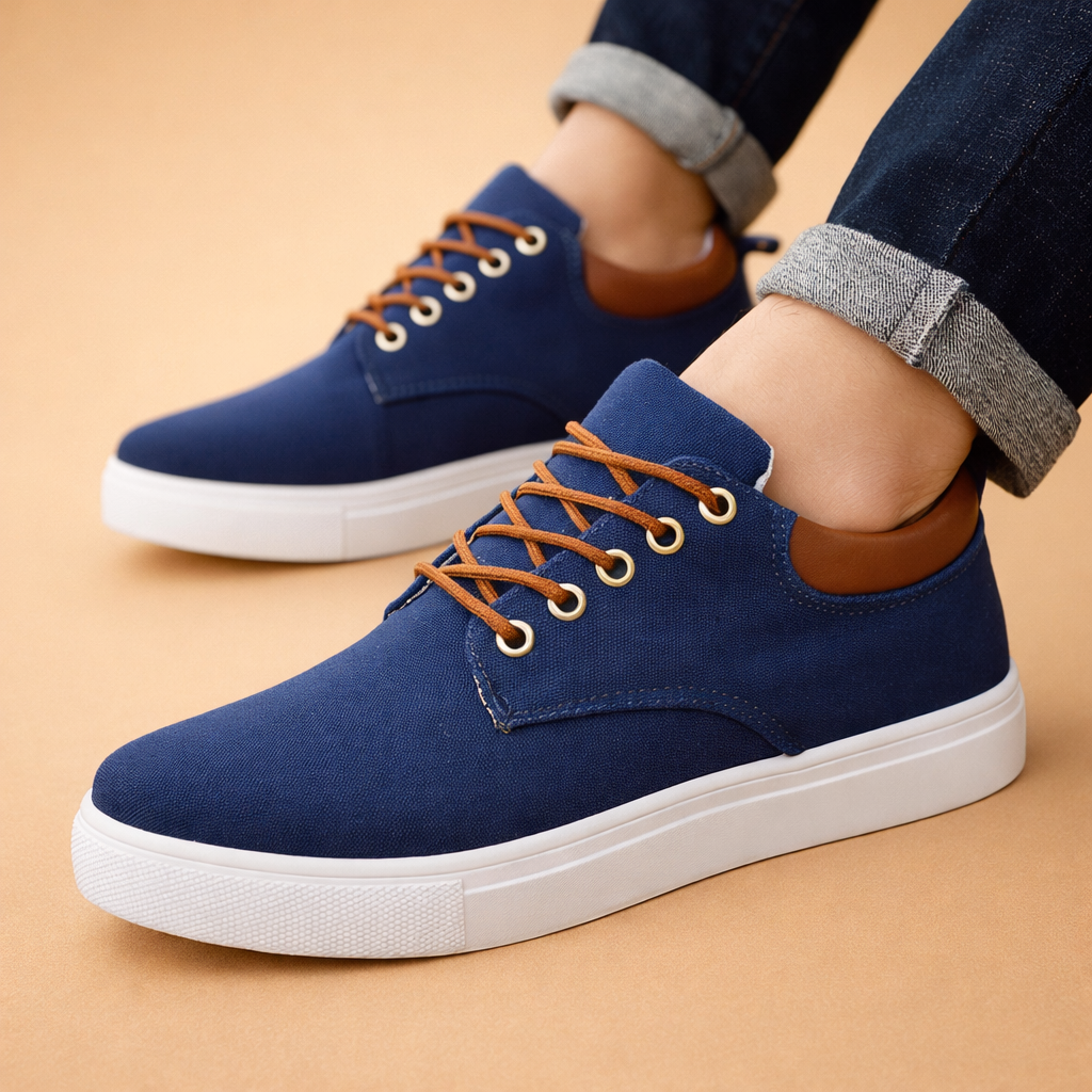 men's canvas low-top lace-up sneakers
