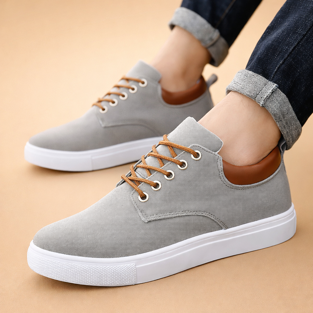 men's canvas low-top lace-up sneakers