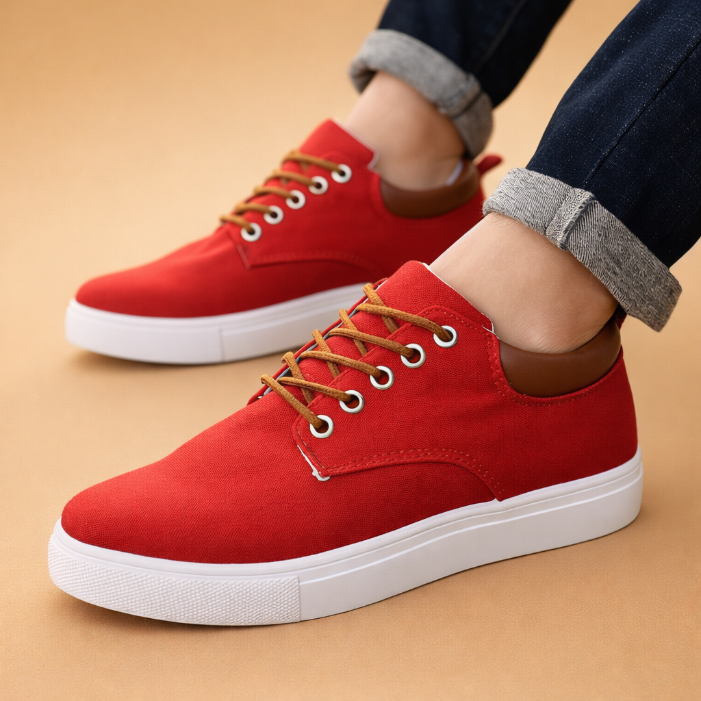 men's canvas low-top lace-up sneakers