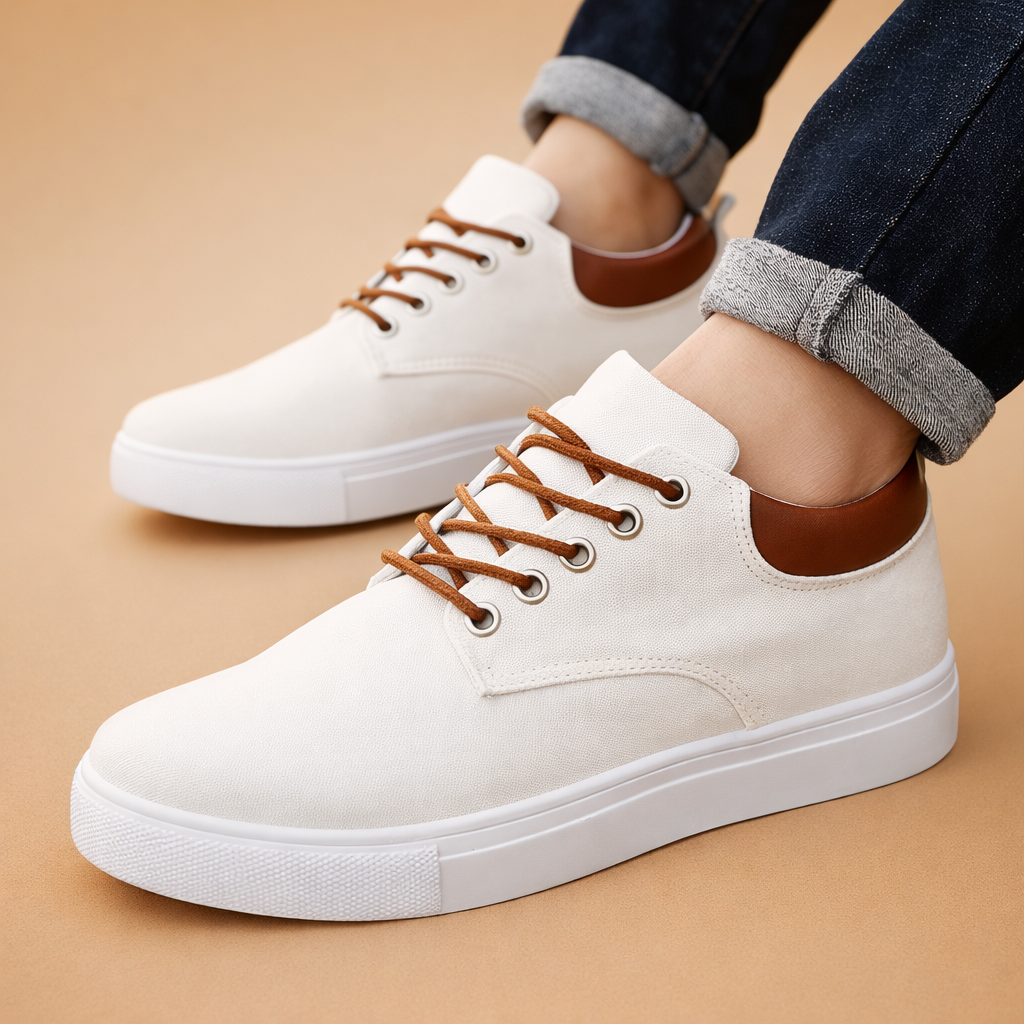 men's canvas low-top lace-up sneakers