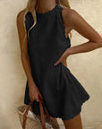 Mini Dress Scallop Trim Sleeveless A-Line Lightweight Summer Casual 2