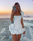Mini Dress With Ruffle Detail Flattering Silhouette For Special Occasions 0