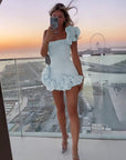 Mini Dress With Ruffle Detail Flattering Silhouette For Special Occasions 1