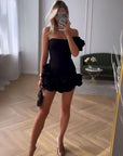 Mini Dress With Ruffle Detail Flattering Silhouette For Special Occasions 3