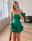 Mini Dress With Ruffle Detail Flattering Silhouette For Special Occasions 4