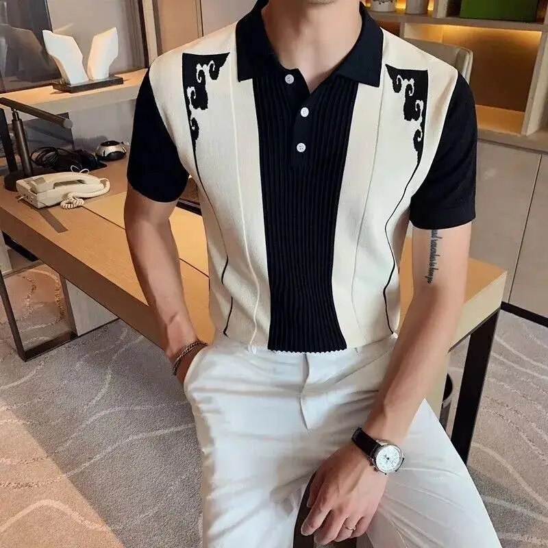 Modern Men's Polo Shirt With Contrast Panels 0