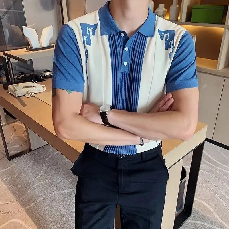 Modern Men's Polo Shirt With Contrast Panels 1