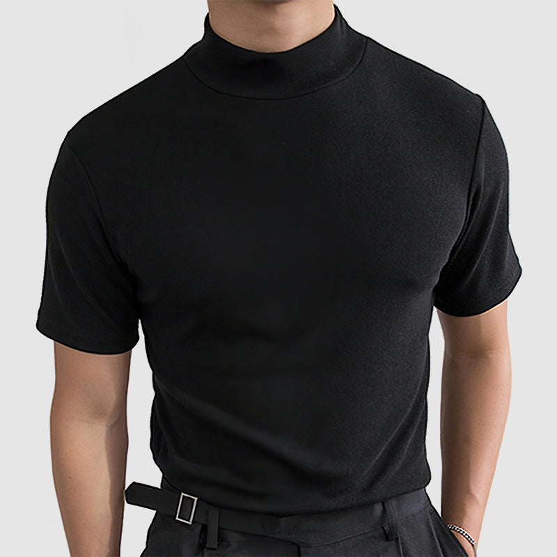 Modern Men's T Shirt With Mock Neck Design 0