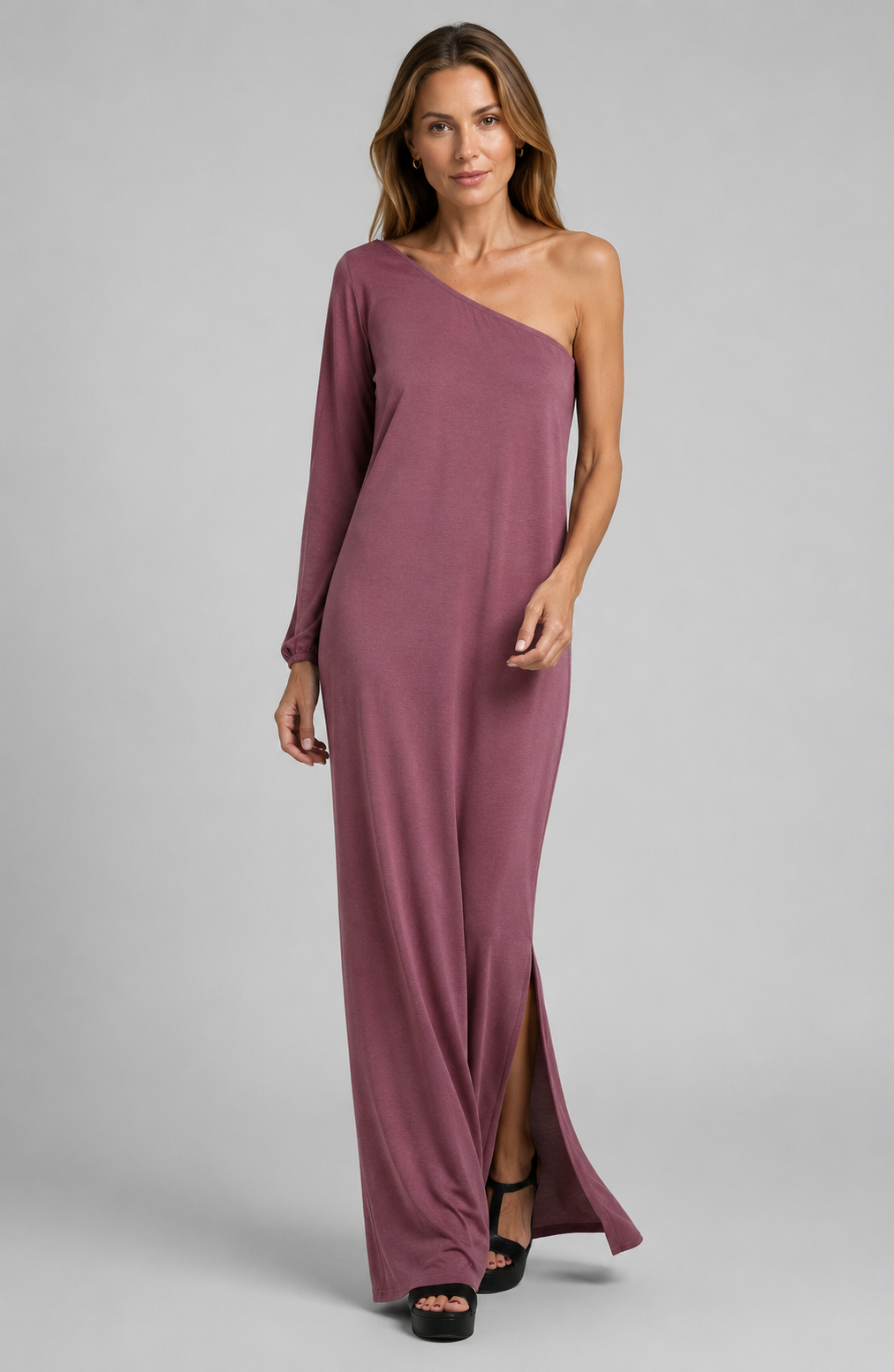 Women’s black women's one-shoulder maxi dress