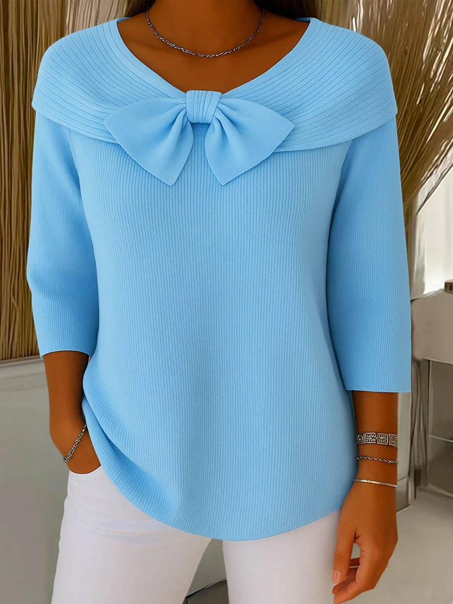 Women's blue bow detail knit jumper