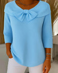 Women's blue bow detail knit jumper
