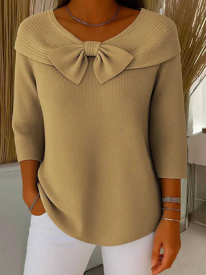 Women's blue bow detail knit jumper