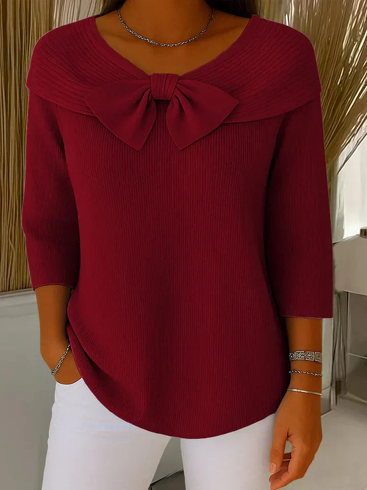 Women's blue bow detail knit jumper