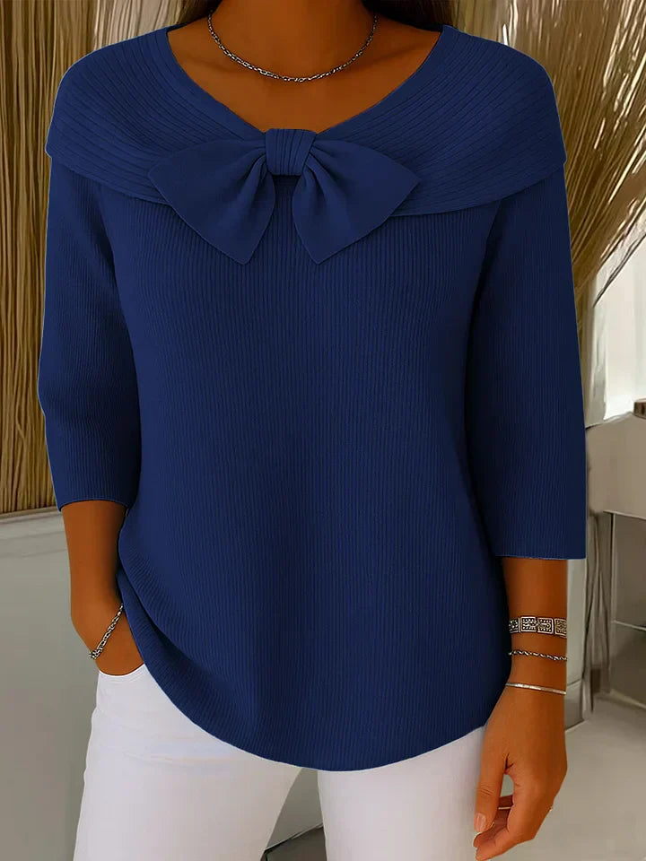 Women's blue bow detail knit jumper