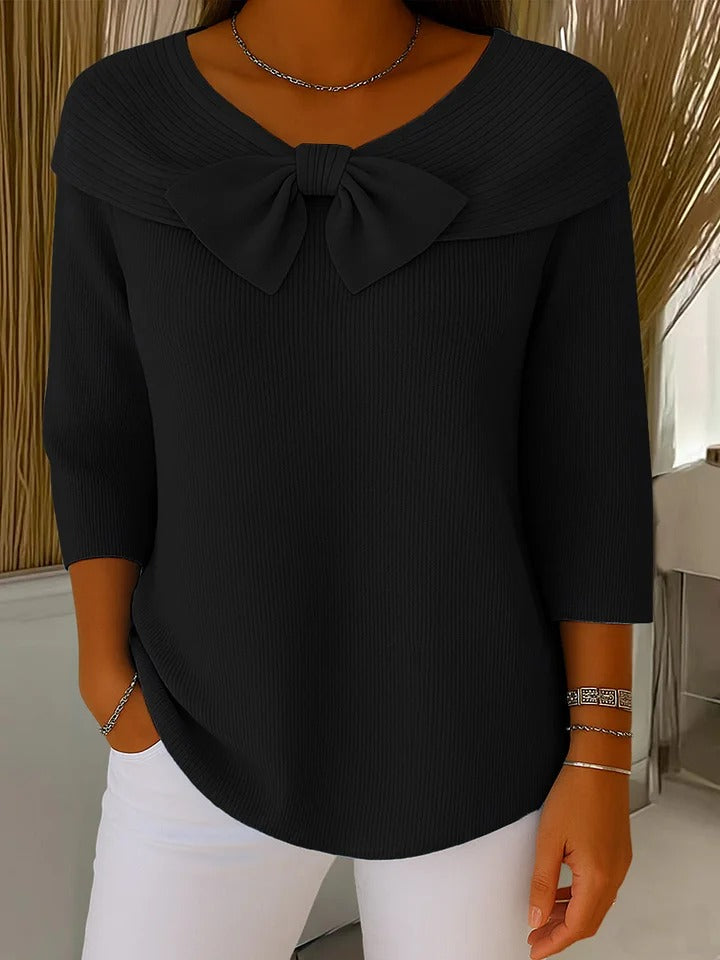 Women's blue bow detail knit jumper