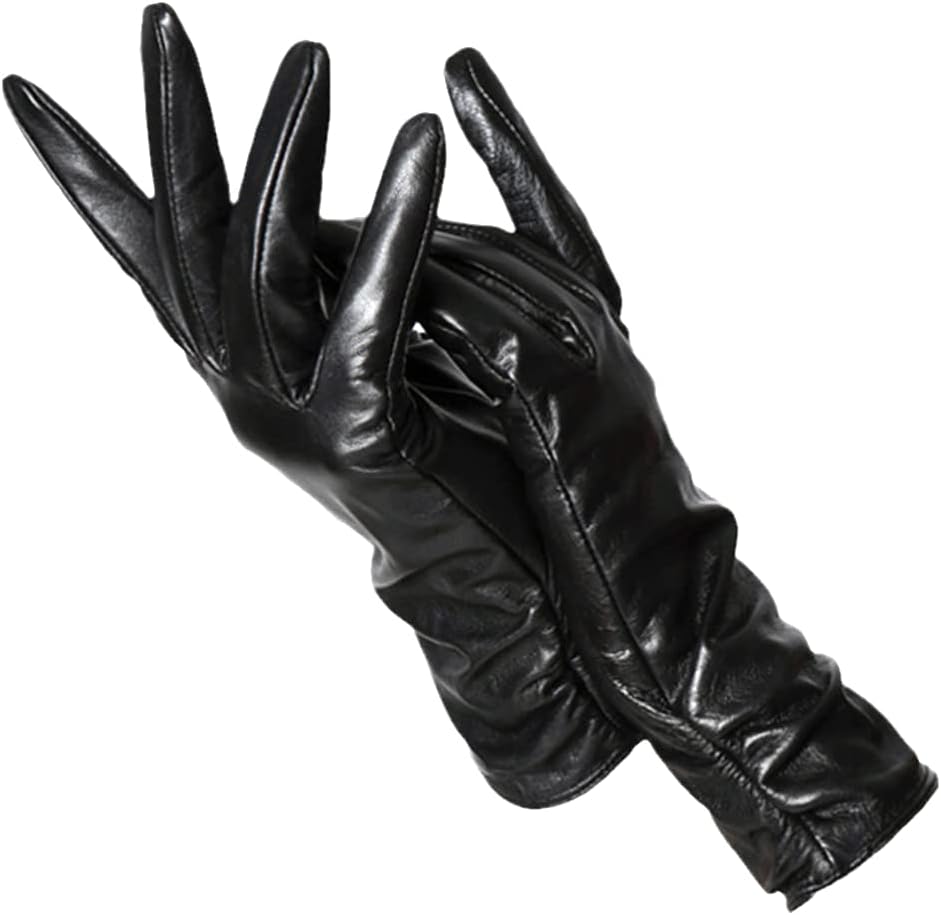 Women's red faux leather gloves with wool lining