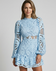 Women’s white women's lace mini dress puff sleeves