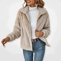 Noa | Women's Beige Longline Fleece Vest Zip