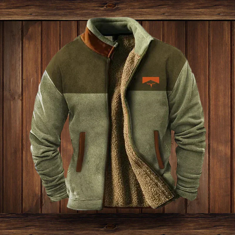 Light Brown Western Fleece Jacket ethnic pattern cosy winter