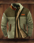 Light Brown Western Fleece Jacket ethnic pattern cosy winter