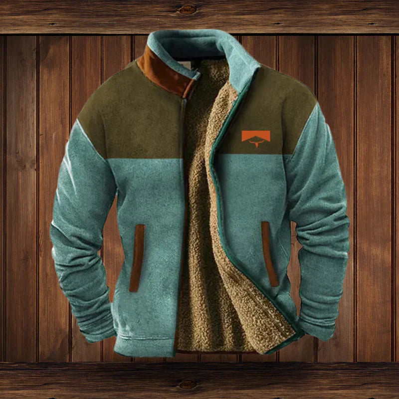 Light Brown Western Fleece Jacket ethnic pattern cosy winter
