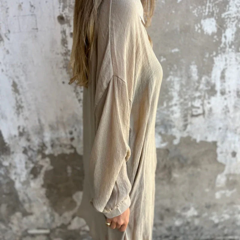 Women’s light brown women's linen two piece set