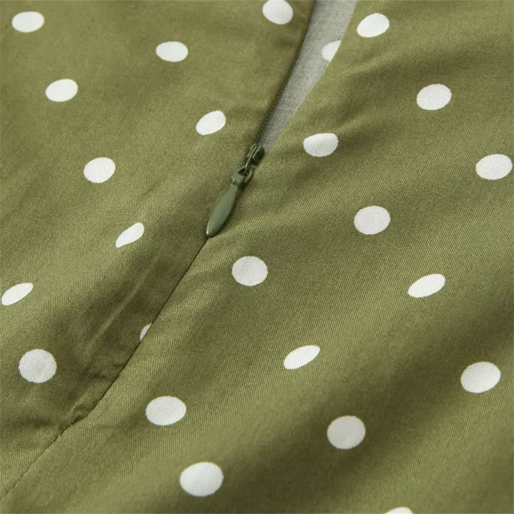 Olive | Slip Dress Polka Dot Side Slit Adjustable 4