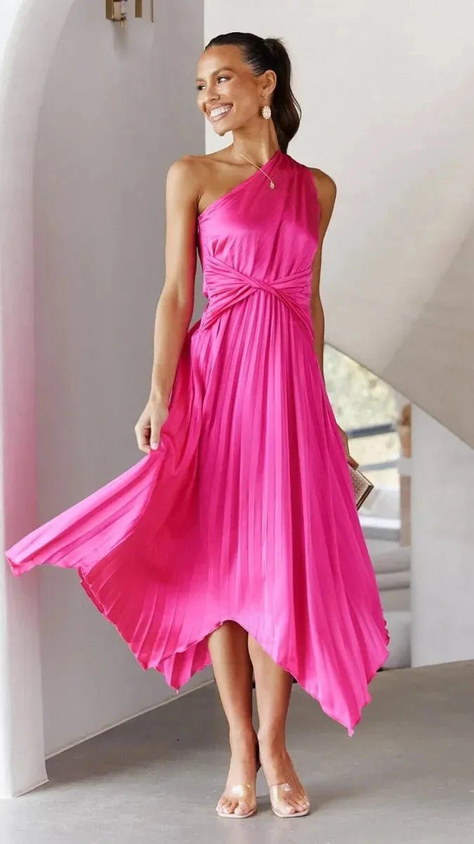 One Shoulder Midi Dress With Sleek Silhouette 10