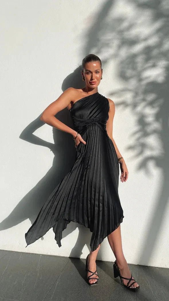 One Shoulder Midi Dress With Sleek Silhouette 12