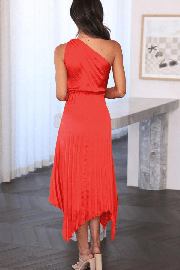 One Shoulder Midi Dress With Sleek Silhouette 8