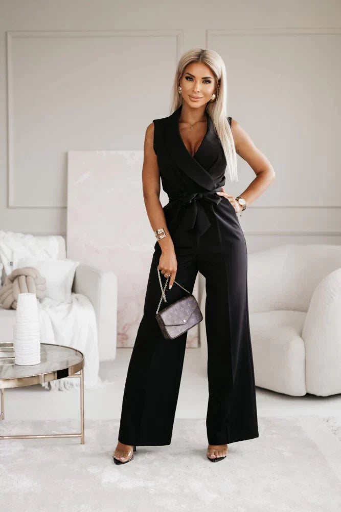 Women’s white women's v-neck jumpsuit wide leg