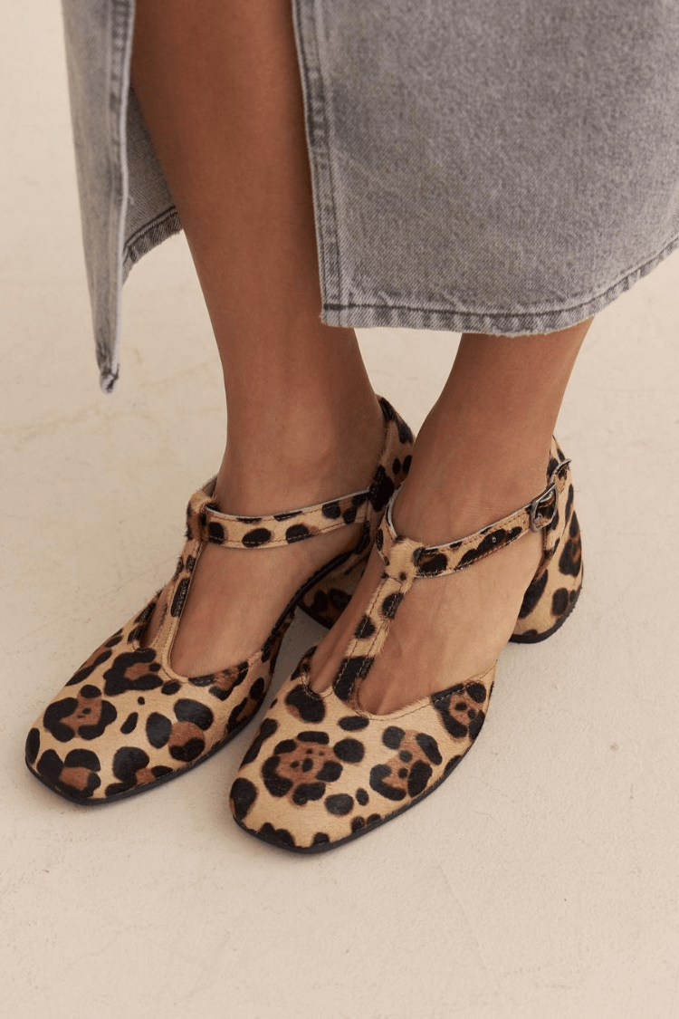 Orthopedic Shoes For Women T-Strap Animal Print 0