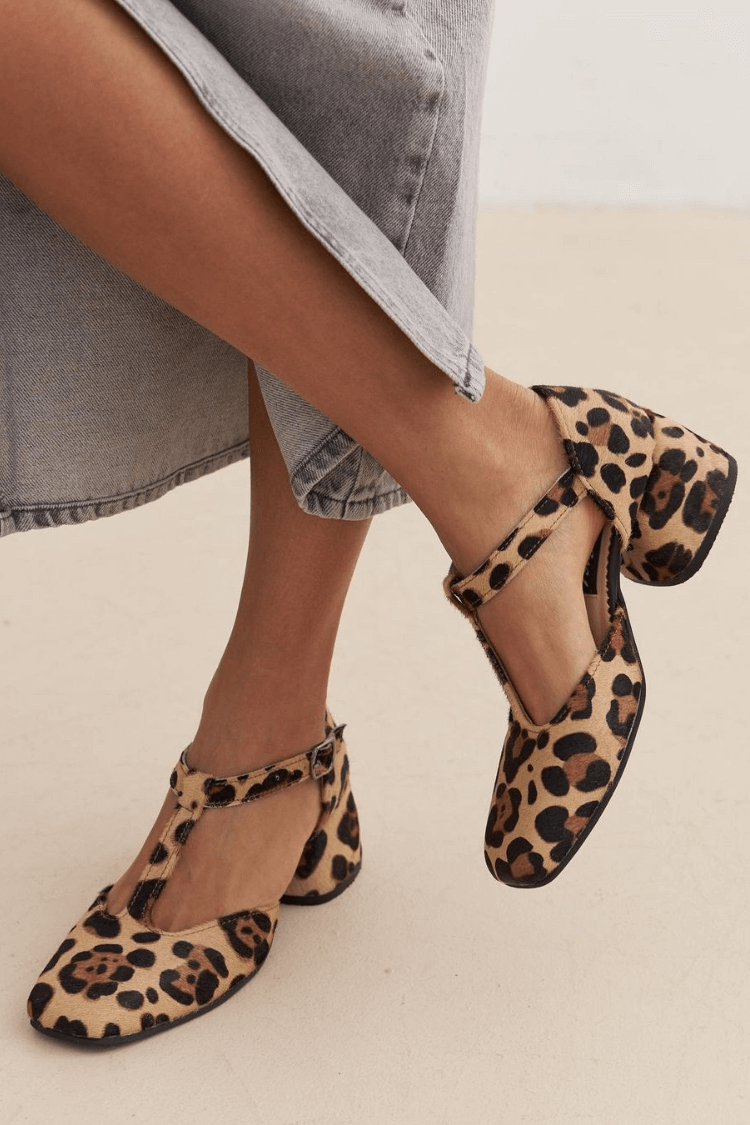 Orthopedic Shoes For Women T-Strap Animal Print 1