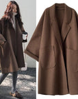 Women's coffee oversized wool blend trench coat