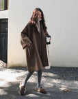 Women's coffee oversized wool blend trench coat