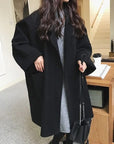 Women's coffee oversized wool blend trench coat