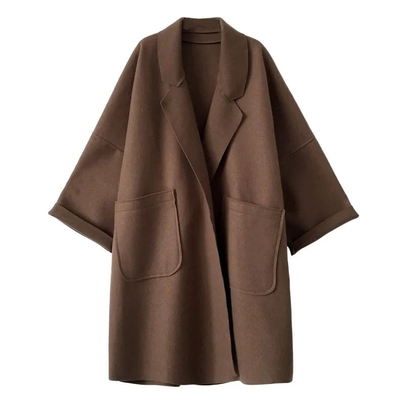 Women's coffee oversized wool blend trench coat