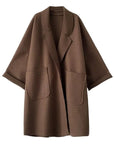 Women's coffee oversized wool blend trench coat