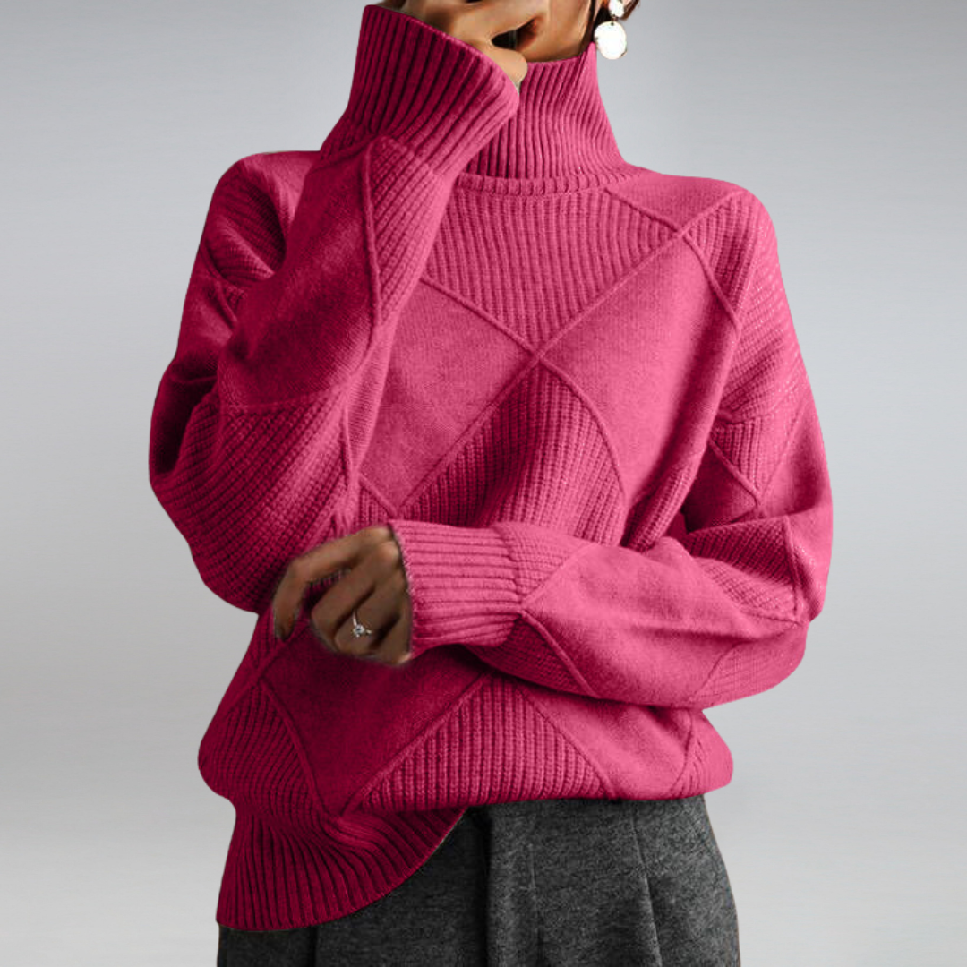 Women's cashmere turtleneck jumper in beige, cashmere and wool blend, elegant winter knitwear